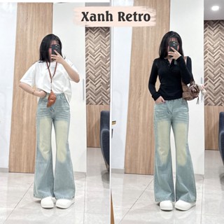 (Ảnh Thật Feelfree) Quần Jean Ống Loe Chất Liệu Không Co Giãn Màu Retro Nữ Women Pants Ong QJ40