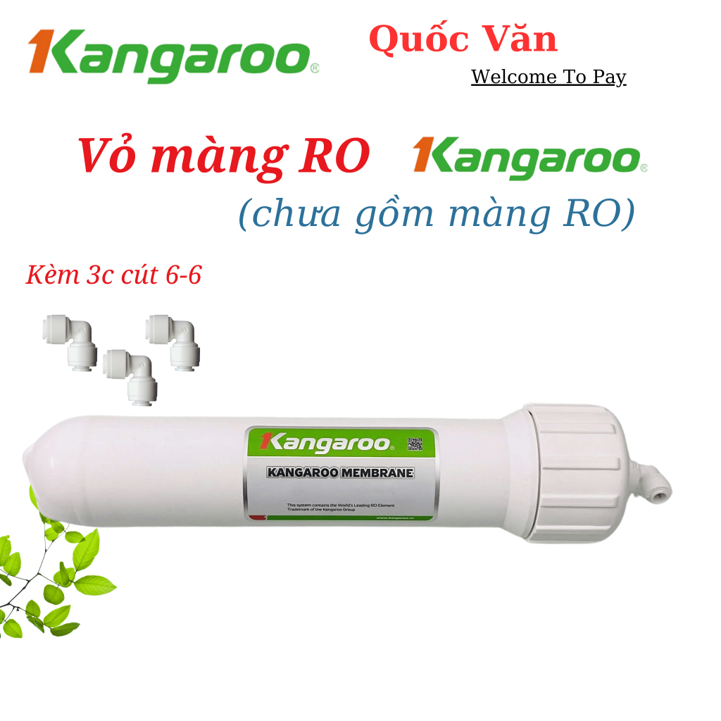 Vỏ cốc màng RO Kangaroo, cốc lọc số 4 Kangaroo ... ( Cút 6-6 - van chiều + flow 300 ) - (Chưa Bao Gồ