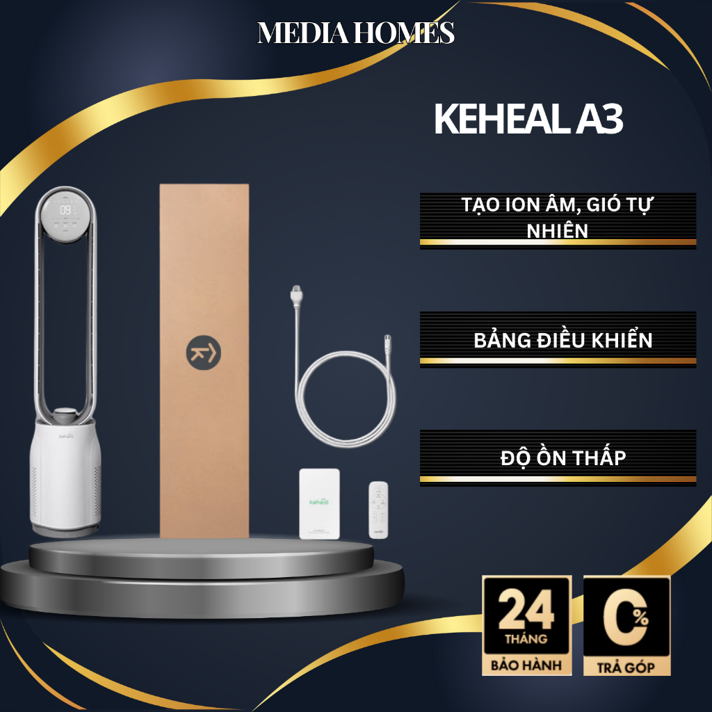 Quạt không cánh tạo ION ẩm CAO CẤP Keheal A3 - Bảo hành chính hãng