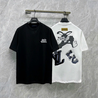 Áo phông nam nữ Premium Cotton Eo Vì thêu chữ ngực phối hình thỏ bông xù logo sau lưng boy phố AP544P