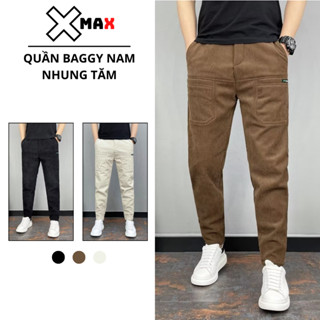 Quần baggy nam nhung tăm co giãn Xmax Hàn Quốc chất liệu cao cấp có túi phía trước B080
