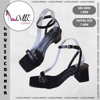 LOVIIECORNER SANDAL CAO GÓT - GIÀY THỜI TRANG QUAI NGANG BACSI - GIÀY NỮ GÓT VUÔNG 5 PHÂN G220412
