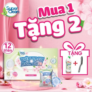 Combo 12 Viên Sạch Bồn Cầu Super Clean - Tặng 1 Chai Sạch Bồn Cầu Super Clean và 1 Bàn Chải Kẽ - mps
