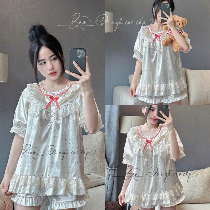 ĐỒ NGỦ PIJAMA TIỂU THƯ ĐÙI LỤA QCCC L1
