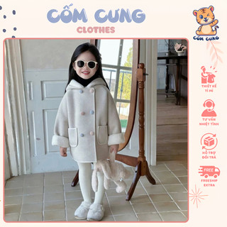  Áo Khoác Tai Thỏ Lót Lông Dày Dặn Cho Bé Thiết Kế Hai Màu Ấm Áp Thời Trang Dễ Thương 