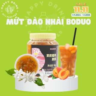 Mứt đào nhài Boduo hộp 1kg, giải pháp tối ưu món trà hoa quả, trà đào nhài