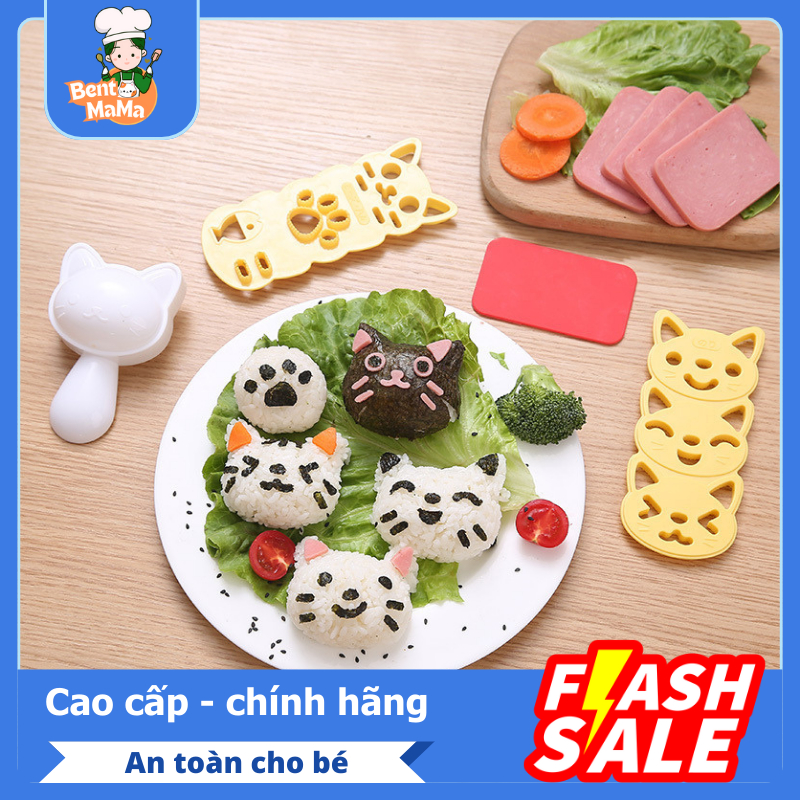 [Cao cấp] BỘ DỤNG CỤ ÉP CƠM BENTO HÌNH MÈO NEKO