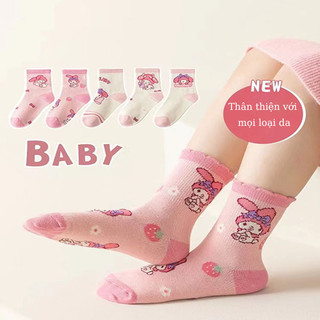 Combo 5 Đôi Tất Vớ Cho Bé Cổ Cao Chất Liệu Mềm Dày Co Dãn Thoải Mái Hình Dễ Thương