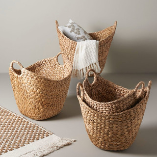 Sọt đựng quần áo , đựng đồ , decor trang trí dáng thuyền bằng cói lục bình