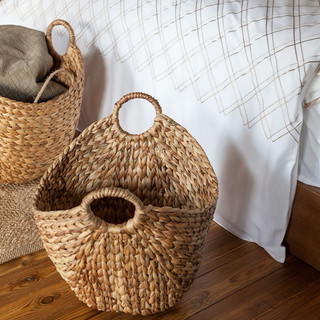 Sọt đựng quần áo , đựng đồ , decor trang trí dáng thuyền bằng cói lục bình