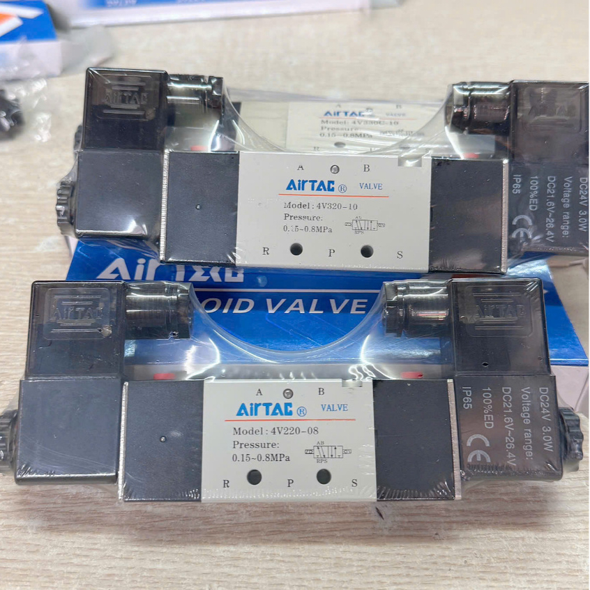 (Mới) van điện từ khí nén Airtac 4V220-08 (van khí nén 5/2) Van hai đầu coli điện