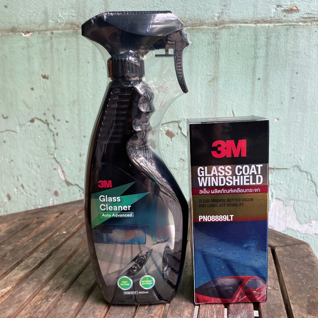 Combo chai vệ sinh kính ô tô và chống bám nước kính xe 3M, nano chống bám nước mưa trên kính ô tô