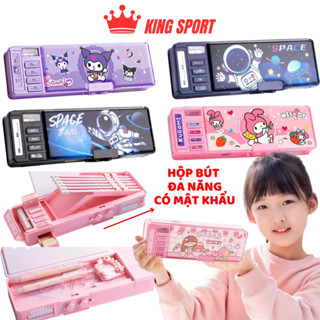 Hộp bút nhiều ngăn cho bé trai bé gái, Hộp đựng bút đa năng có mật khẩu đáng yêu cho học sinh tiểu học