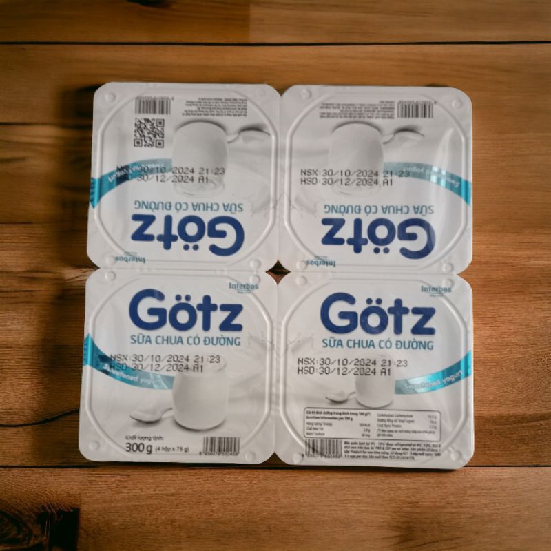 Sữa chua nguyên bản có đường Gotz 1 lốc (75g x 4 hộp)
