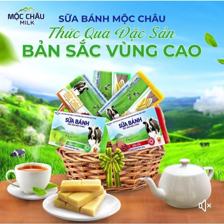 Combo 2 Hộp bánh sữa Mộc Châu chính hãng các vị: truyền thống, Matcha trà xanh, đậu đỏ, socola