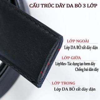 Thắt lưng da, dây nịt da bò thời trang, mặt khóa tự động siêu bền
