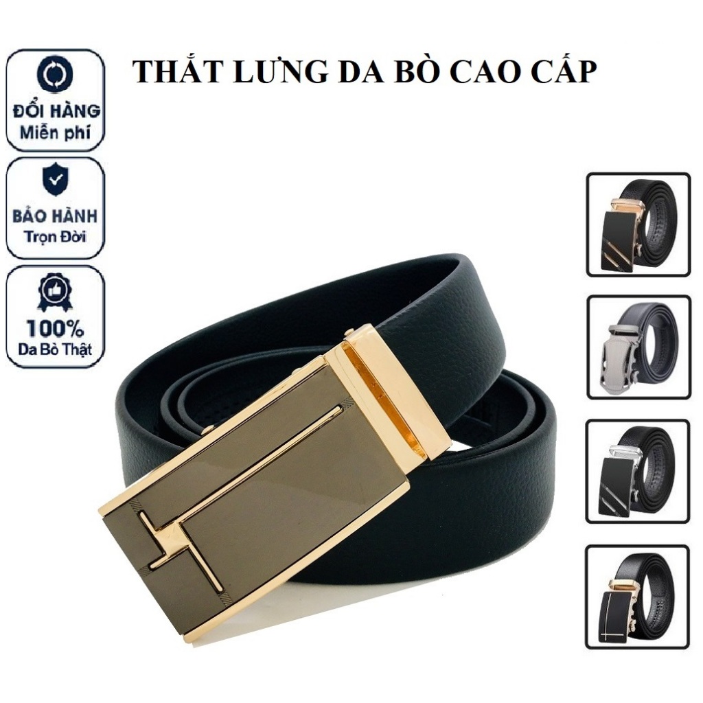 Thắt lưng da, dây nịt da bò thời trang, mặt khóa tự động siêu bền