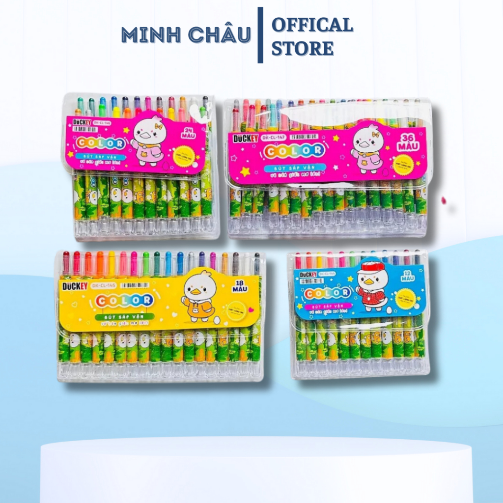 Bút sáp vặn 12/18/24/36 Duckey 144/145/146/147