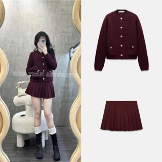 Áo len cúc đồng tone đỏ trầm hàng xuất xịn - kèm ảnh thật và video shop chụp