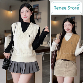 (ẢNH THẬT) Áo gile nữ thêu hình ngựa, áo dệt kim len cổ chữ V nhiều màu xinh xắn GL1152