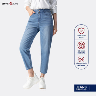 Quần Dài Nữ GENVIET JEANS Vải Denim Mềm Mịn  Co Giãn Trẻ Trung Dáng Col Thụng, Quần Baggy Cạp Cao 2 Cúc Cài TQ104J8159