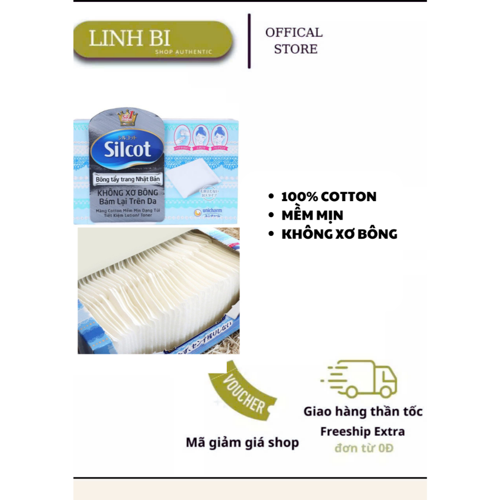 Bông tẩy trang silcot 82 miếng Nhật Bản