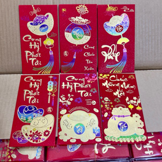 HÀNG MỚI VỀ Sét 6 Bao Lì Xì Ngũ Sắc Giấy Siêu Đẹp Loại To