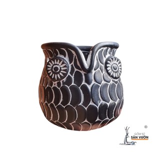Chậu Treo Gốm Đất Nung Hình Cú - Gốm Sứ Sân Vườn - GSSV