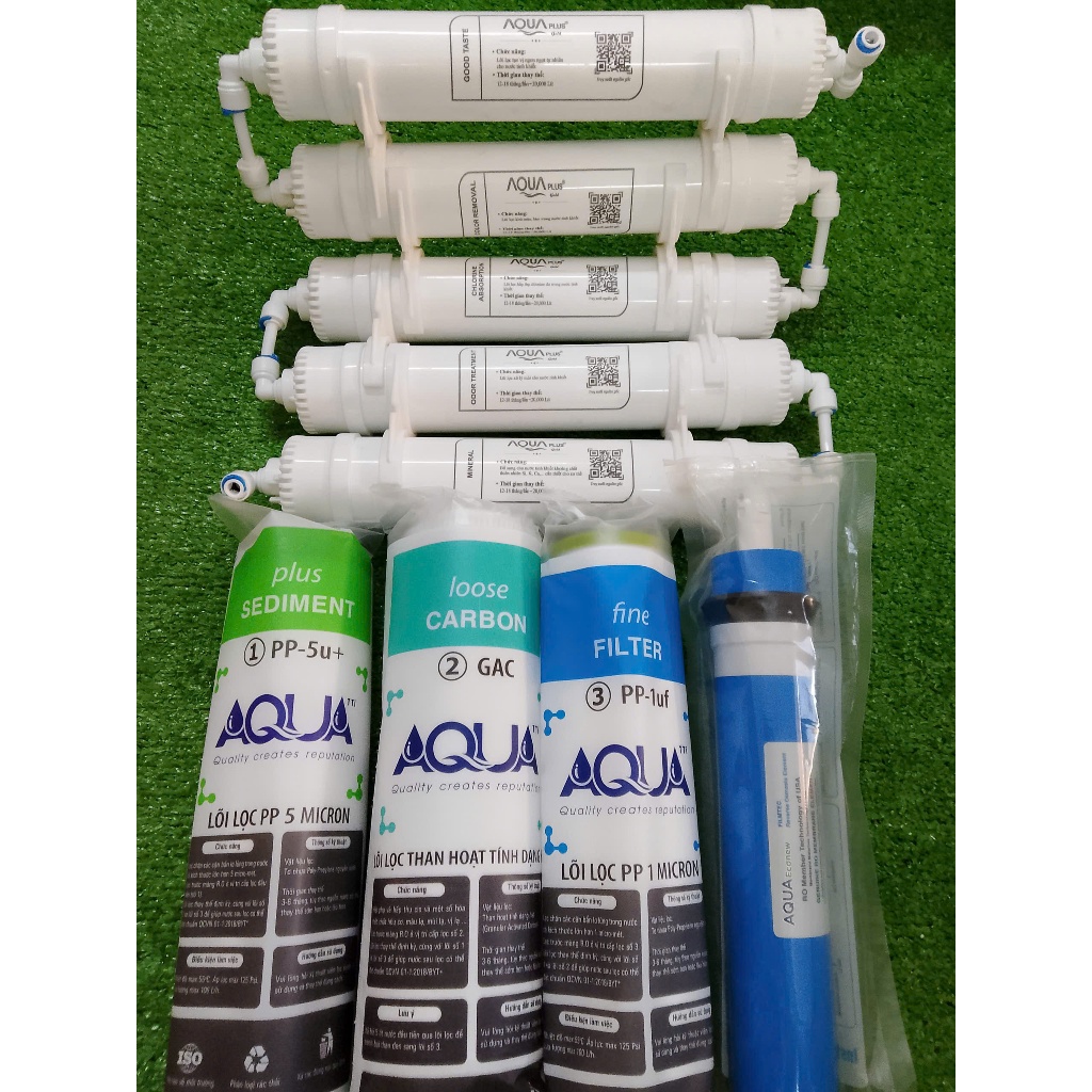 Bộ 9 lõi lọc nước aqua , lõi lọc nước aqua , màng lọc nước aqua , lõi lọc nước tạo khoáng aqua