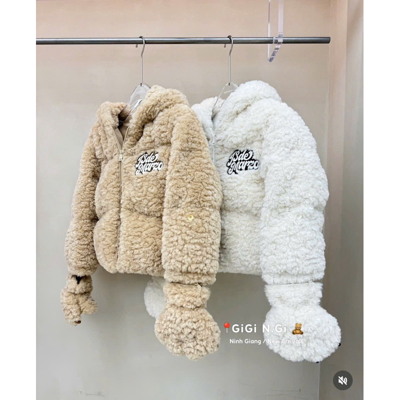 ÁO KHOÁC LÔNG CỪU 13DE MARZO GẤU KÈM GĂNG TAY [HÀNG SẴN]