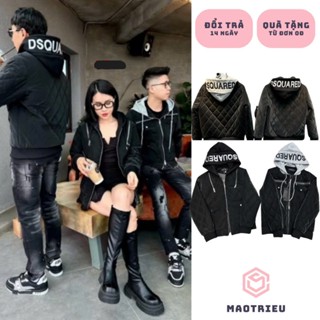 Áo phao nam DSQ - Áo khoác nam boy phố DSQ Mặc Siêu Ấm Pha Mũ Nỉ in Chữ DSQUARED Cao Cấp Hottrend 2024