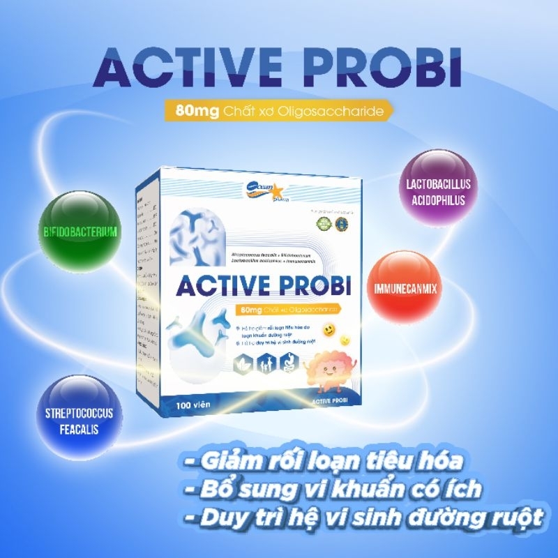 Men Vi Sinh Active Probi – giảm rối loạn tiêu hóa, duy trì hệ vi sinh đường ruột (hộp 100 viên)