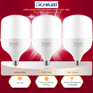 COMBO 3 bóng đèn led 60w bulb trụ ánh sáng trắng cao cấp siêu sáng tiết kiệm điện SCARLED