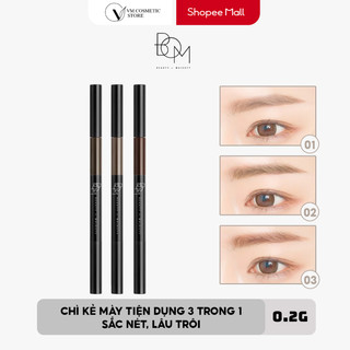 Chì Kẻ Mày B.O.M 3IN1 Triple Edge Eyebrow Tiện Dụng 3 Trong 1 Sắc Nét Chống Thấm Nước Lâu Trôi 0,2g