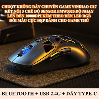 Chuột không dây chuyên game YINDIAO G17 kết nối 3 chế độ có đèn led RGB cực đẹp