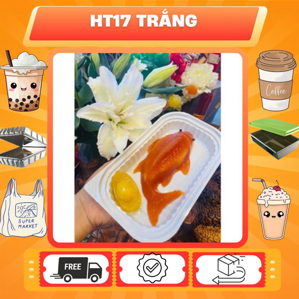 [50 hộp] Hộp nhựa HT17 đế trắng 1 ngăn, 50 hộp ht12 trắng