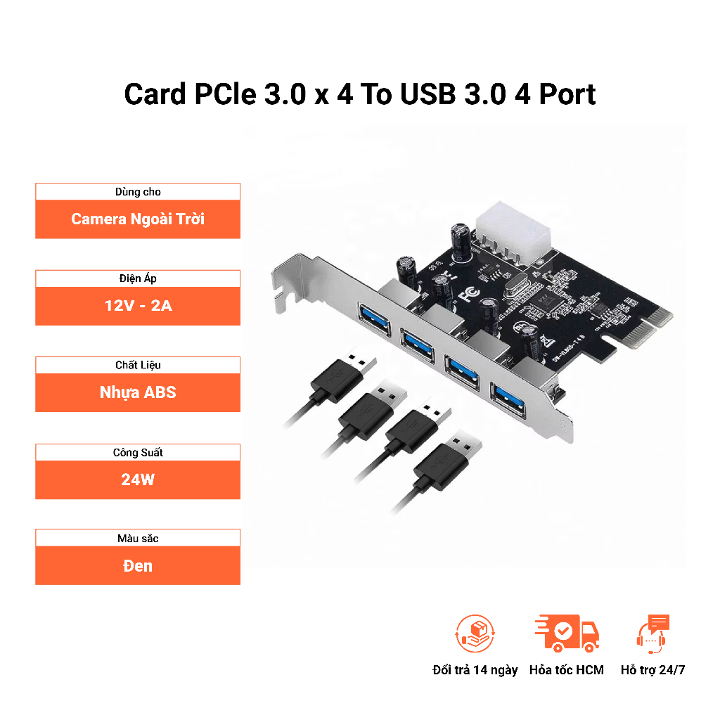 Card PCle 3.0 x 4 To USB 3.0 4 Port - Card USB 3.0 Mở Rộng 4 Cổng USB