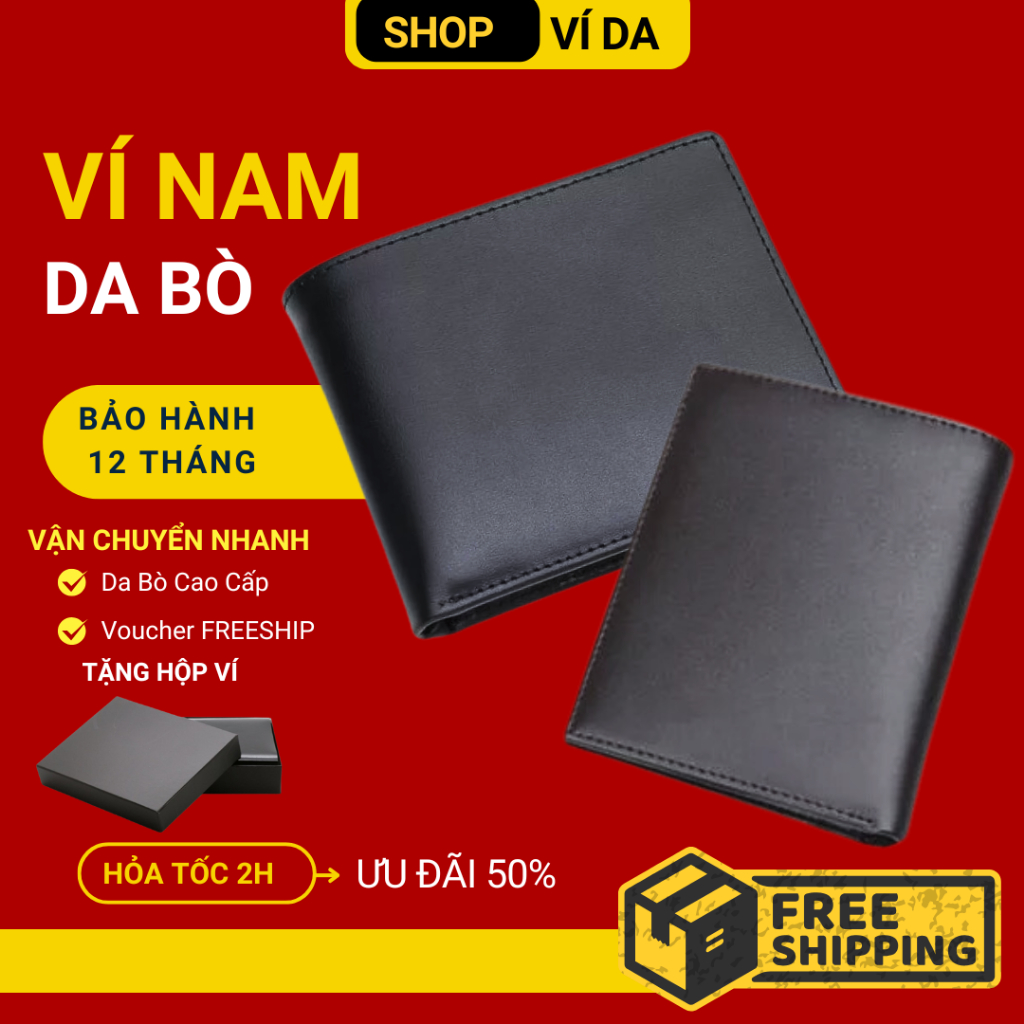 (FREESHIP) Ví Da Nam Cao Cấp Thời Trang, Bóp Nam Đẹp Đẳng Cấp - BH 12 THÁNG - VIDABO - SHOP VÍ DA