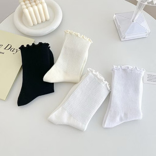 Tất nữ cao cổ Hàn Quốc viền bèo Vintage