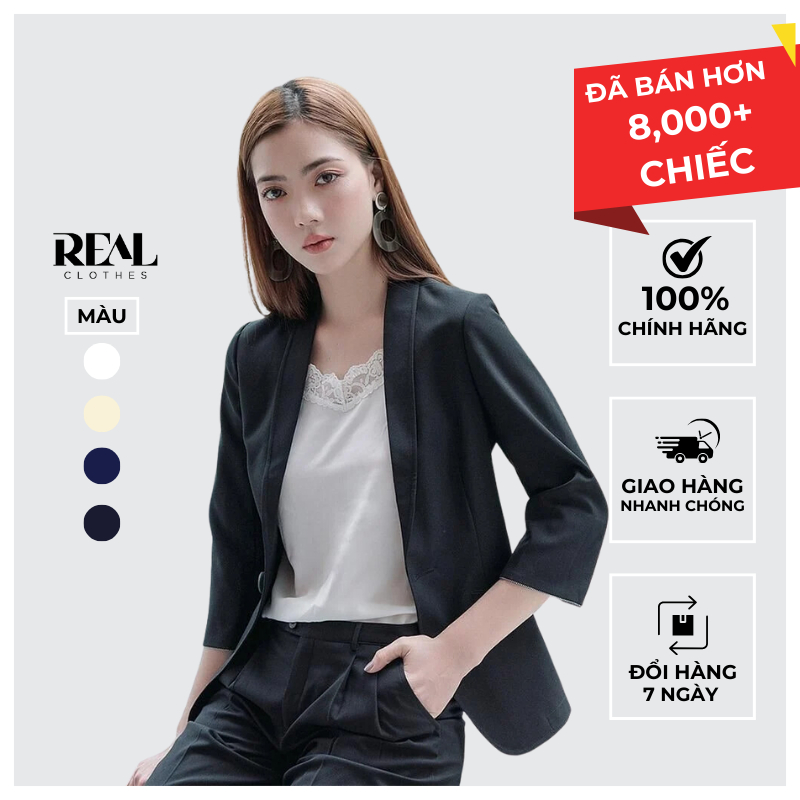 Blazer công sở dáng dài tay lửng cơ bản REAL CLOTHES (tổng hợp màu), ít nhăn, dễ phối đồ