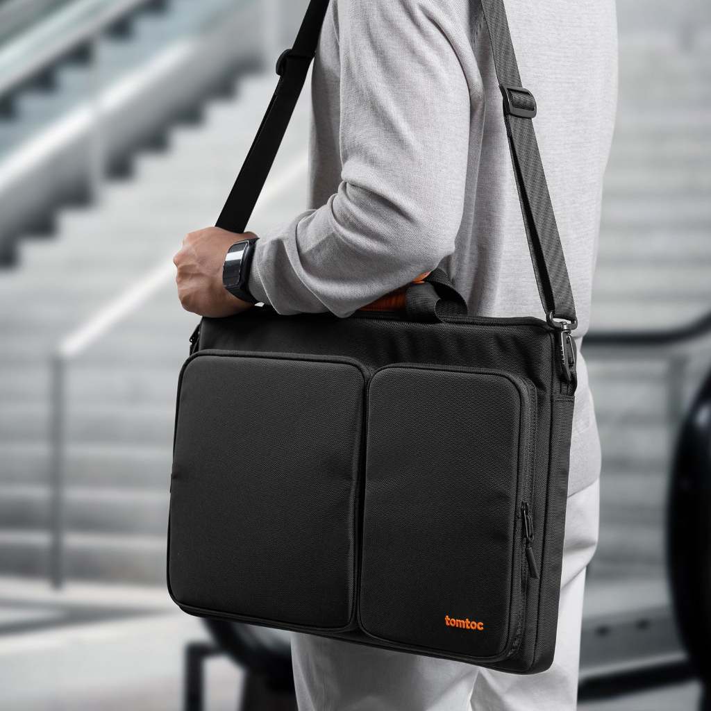 TÚI ĐEO TOMTOC (USA) BRIEFCASE FOR LAPTOP 17 INCH BLACK