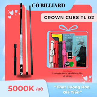  cơ bida lỗ crown cues Tl 02   2 ngọn     tặng kèm 9 món pk và sách bida cơ bản   