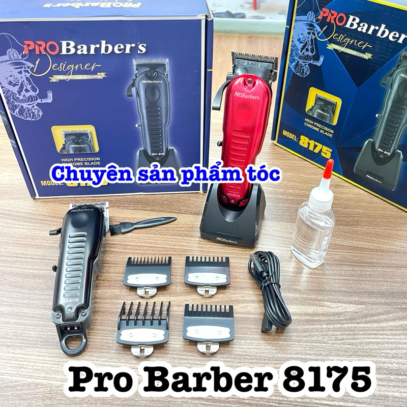 ✅Pro Barber Tông đơ cắt tóc cao cấp Pro Barber 8175 Lưỡi titanium Lưỡi đơn 2 màu đen đỏ  Pin 2200mAh
