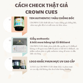 cơ bida lỗ crown cues QS series ( ngọn full carbon ) ( tặng kèm 9 món pk và sách bida cơ bản )