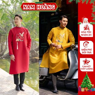 [Hỏa tốc giao 2h Áo dài bố và bé trai chất vải tafta mềm mịn thêu nổi kèm khánh dây bạc tinh tế - Áo Dài Nam Hoàng