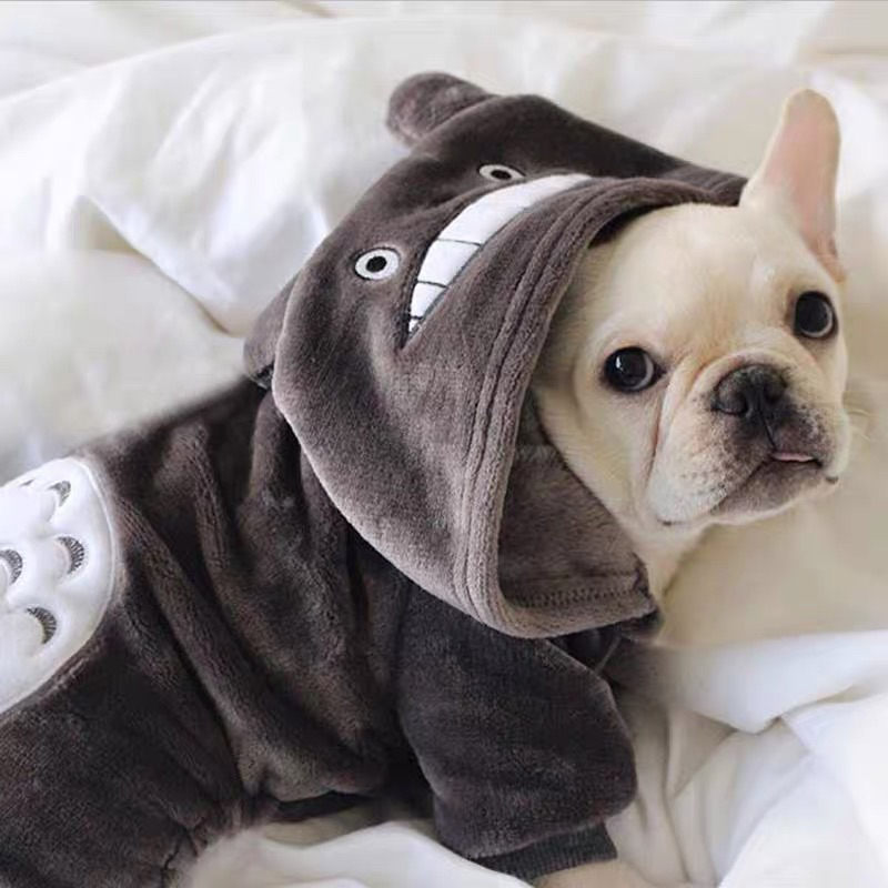Bộ liền 4 chân lông totoro cho thú cưng, áo chó mèo