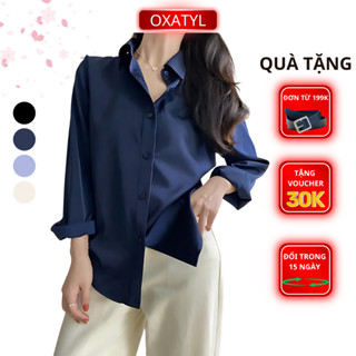  Áo sơ mi lụa dài tay công sở OXATYL M12 fom áo rộng kiểu áo basic thời trang công sở trẻ trung 