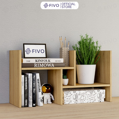 Kệ Sách Gỗ Mini Để Bàn Làm Việc FB24 FIVO, Lắp Ráp Đơn Giản, Với 8 Kiểu Dáng Điều Chỉnh