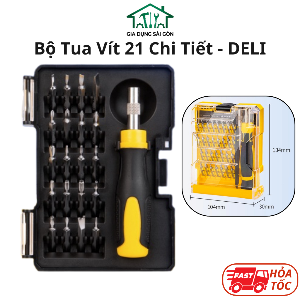 𝐃𝐞𝐥𝐢 - Bộ Tua Vít Sửa Chữa Đa Chức Năng Deli 20 Đầu Vít Cao Cấp - Chất Liệu Siêu Bền, Thiết Kế Gọn N