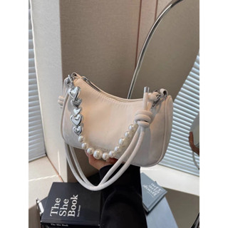 TT282 Túi xách nữ kẹp nách đeo chéo da nhung cao cấp phối ngọc trái tim sang chảnh hot hit